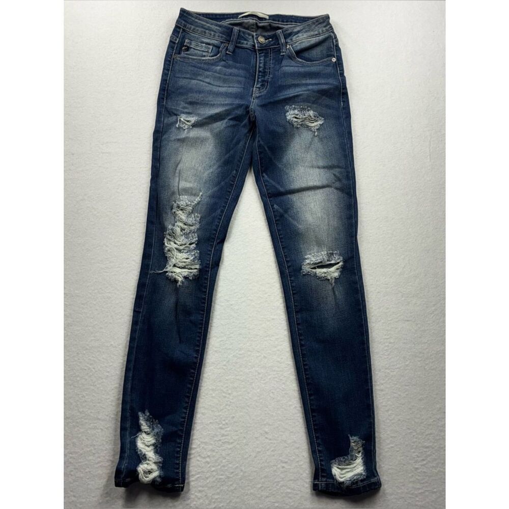 3For$20 KanCan Distressed Dark Blue Skinny Jeans size 27